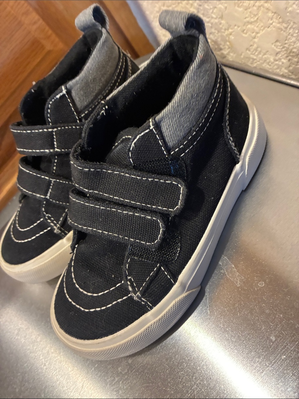 Old Navy Black and Gray Kids High-Top Sneakers with Velcro Straps